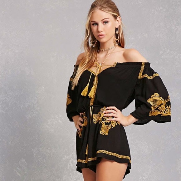 black gold romper